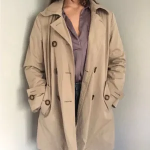 London Fog women’s khaki color Double-Breasted Trench Coat no belt size Small thumbnail 2