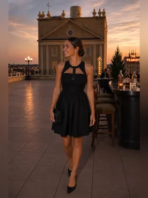 Lulu's YA Los‎ Angeles Silk Little Black Dress Caged Neck Cocktail NWT Small thumbnail 2