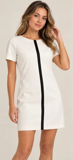 Betsey Johnson White Black Stripe Shift Dress Size 6 Bridal Sorority thumbnail 1