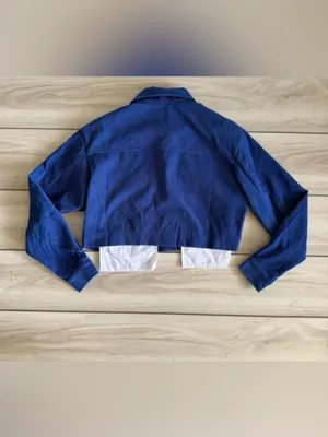 Monika Two-Piece Buttoned Crop Jacket & Skort Set Blue Small NWOT IN PACKAGE thumbnail 6