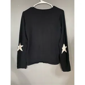 Boutique Black Scoop Neck Sweater With Star Elbows Small thumbnail 2