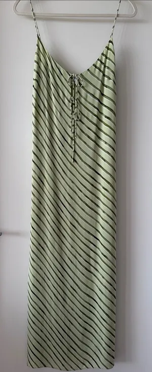 Summer Away Green Striped Slip Dress - Lightweight Summer Maxi thumbnail 1