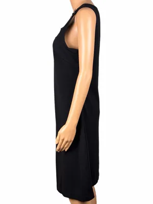 LAL Live A Little Sleeveless Black A-Line Pleated Dress w/Shoulder Buttons Small thumbnail 5