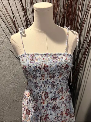 🌸Nwt Roller Rabbit Blue And White Floral Maxi Dress Size Small🌸 thumbnail 3