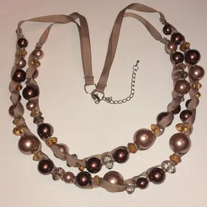 Boho Brown/Bronze Beaded Statement Necklace Brown thumbnail 5