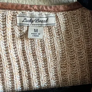 Lucky Brand Cream‎ and Brown Open-Front Cardigan size medium thumbnail 3