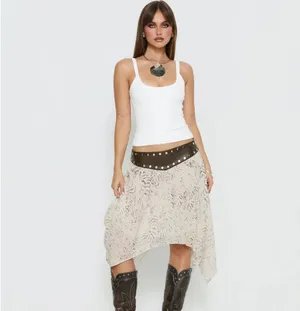 Princess Polly Dark Mirage Asymmetrical Midi Skirt thumbnail 2