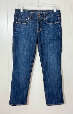 American Eagle Artist Crop Jeans Womens 6R Blue Denim Mid Rise thumbnail 1