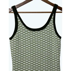 Cider Dress Knit Geometric Midi Sleeveless Green and White Tank Size Medium thumbnail 3