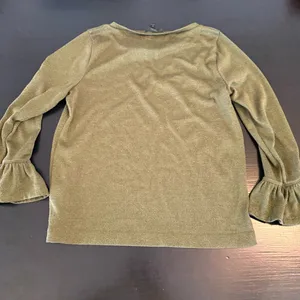 J crew pea green shimmery Gold Ruffle‎ Sleeve Top size medium thumbnail 5