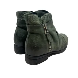 Miz Mooz Sunny Green Leather‎ Ankle Booties Boots Ruched Zip EU 36 US 6 Womens thumbnail 8