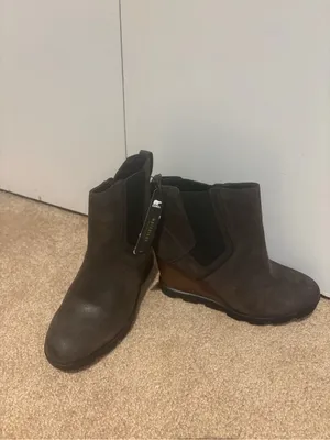 Sorel Brown Suede Wedge Chelsea Ankle Boots thumbnail 2