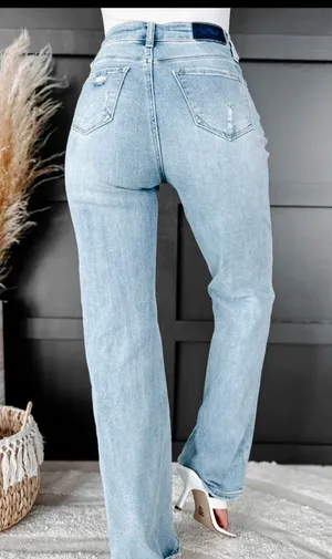 High Rise Distressed Straight Leg Jeans thumbnail 5