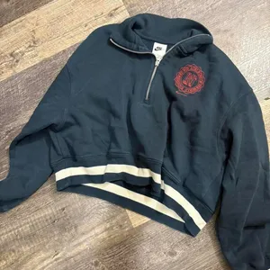 Nike navy quarter‎ zip crop with red embroidery. Size S thumbnail 1