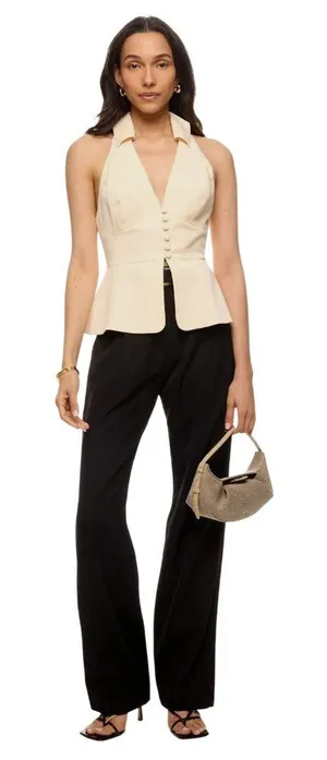 Reformation Rylan Top in Cream 8 Womens Sleeveless Collared Button up thumbnail 1