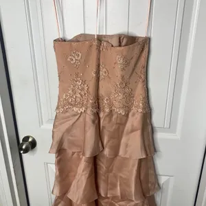 Teri Jon floral lace strapless ruffle tiered maxi gown size 4 prom wedding guest thumbnail 6