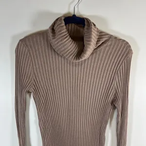 Free People Beach Ribbed Turtleneck Top Mauve Brown Long Sleeve‎ Knit Tunic LG thumbnail 2