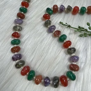 Vintage multi color nugget bead necklace thumbnail 1