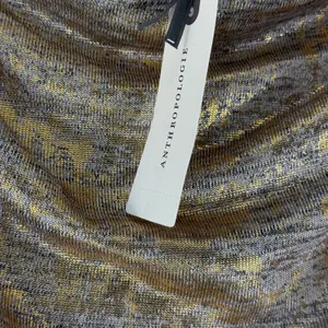 Anthropologie Gold Metallic Maxi Dress Sleeveless Ruched‎ Slit Cowl Neck S NEW thumbnail 10