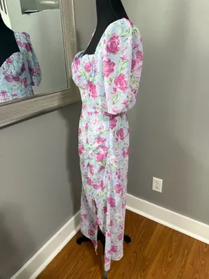 ASTR The Label Floral Milkmaid Cottage-Core Romantic Flowy Midi Dress Medium. thumbnail 4