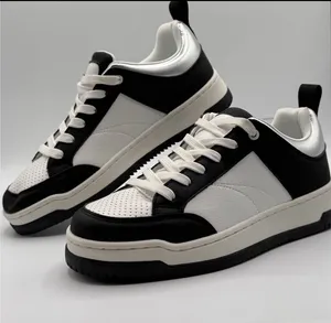 STEVE MADDEN Renegade Leather Sneakers 7 Black/White/Silver EUC thumbnail 1