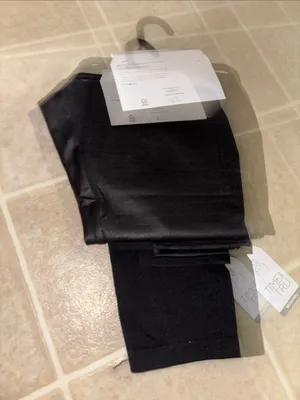Time and Tru Black Faux-Leather Maternity Leggings thumbnail 4
