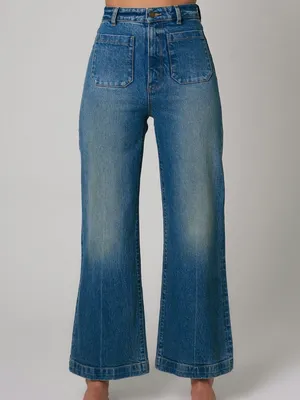 ROLLAS‎ Sailor Jean Sz 28 Pisces Blue Wide Leg High Rise thumbnail 2
