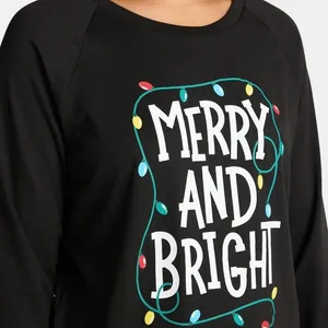 Holiday Time‎ Womens Pajama Set Black Merry and Bright Christmas Lights Size S thumbnail 6