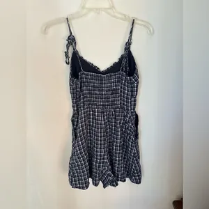 Abercrombie & Fitch Blue Gingham Plaid Linen Blend Romper Size S thumbnail 5