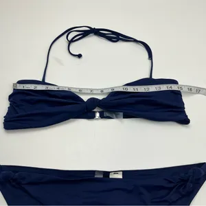 Bella‎ Dahl Swim Navy Blue Knotted Bandeau Bikini Halter Tie Womens Size Large thumbnail 9