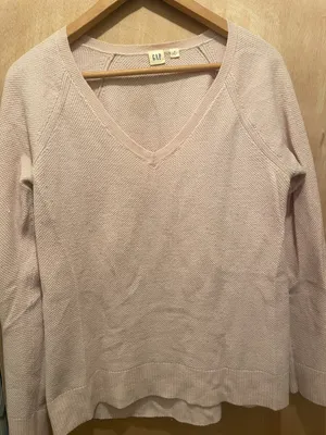 women’s v neck merino wool blend v neck sweater size small thumbnail 2