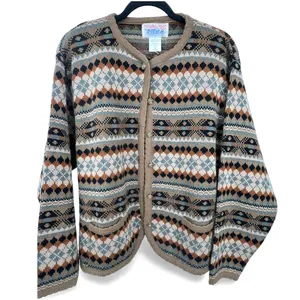 Tally-Ho Vintage L Aztec print cardigan wool blend Cardigan Knit 70's Womens thumbnail 2
