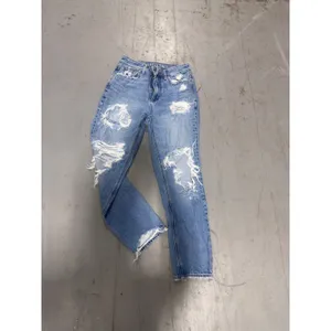 American Eagle Mom Jeans Blue Distressed High Waisted Denim Size 00 Short thumbnail 2