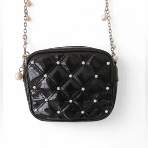 White House Black Market women’s Black Quilted Crossbody Bag with Pearl Accents thumbnail 3