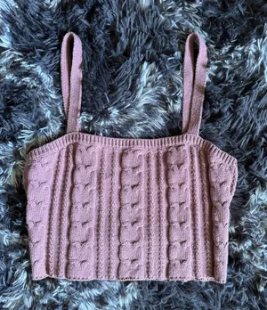Wild fable cropped cable knit tank top small thumbnail 1