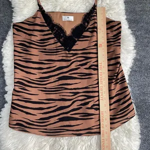 Socialite Tan Brown Black Lace Trim Cami Top Sleeveless Y2k Animal Print Grunge thumbnail 6