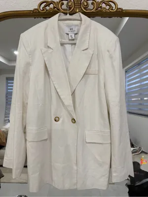 New! H by Halston White Linen Blend Double-Breasted Blazer - Size XL thumbnail 2