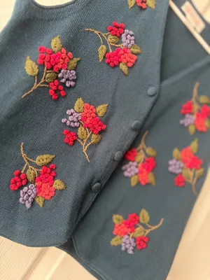Talbots Teal Embroidered Floral Button-Front Vest thumbnail 3