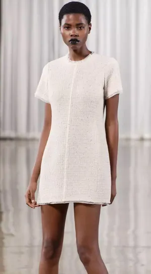 NWT❗️ZARA Elegant White Tweed Short Cutted Dress ZW Collection Mini Ivory Size M thumbnail 12