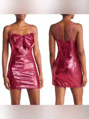 Torn by RONNY KOBO Lindsay Sequin Bow Mini Dress, Color Tulip Pink, Size M, NWT thumbnail 16