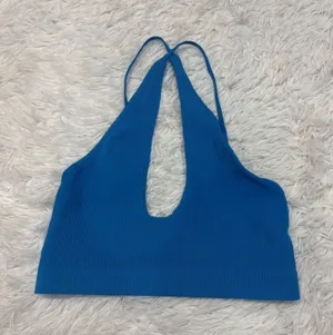 Free people intimately seamless Blue Ribbed Halter Crop Top thumbnail 1