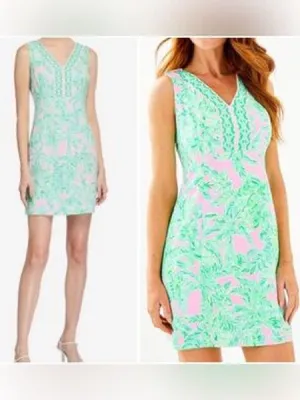 Lilly Pulitzer | Vivian Shift Dress "Mandevilla Baby Pink Sand Paradise", Sz 8 thumbnail 2