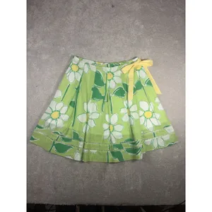 Lilly Pulitzer Pleated A-Line Skirt Green White Daisy Floral Yellow Bow 8 thumbnail 2