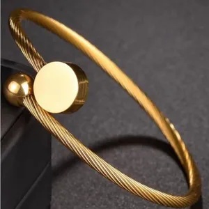 Elegant Gold-Tone Bangle Bracelet stainless steel NWOT One size fits all thumbnail 3