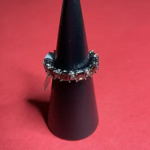 Bomb Party RBP8242 “Luck Be A Lady” Cubic Zirconia on Hematite Size 8 Ring NWT thumbnail 2