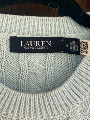 Ralph Lauren Light Blue Cable-Knit Crewneck Sweater Size M thumbnail 3