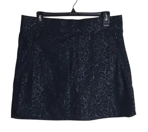 Orvis Womens Lightweight Rose Embossed Skort Shorts‎ Elastic Waist Black Size M thumbnail 1