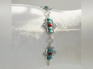 Y2K 2000s style Silver and turquoise belt with a boho vibe thumbnail 2