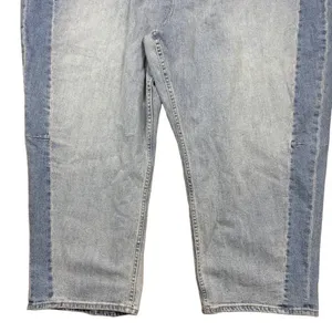 NWT Old Navy High Rise Barrel Leg Jeans Two Tone Blue‎ Denim Retro Plus Size 28 thumbnail 3