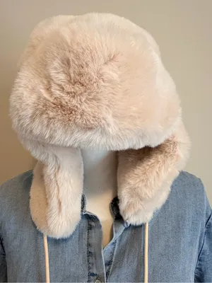 SKIMS Faux Fur Trapper Hat Cream Egret Winter Cozy Soft Plush One Size NWT thumbnail 5